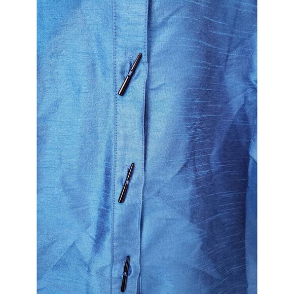 IC By Connie K Blue Collar Button Down Top Artsy Buttons Small Business Wear - Picture 3 of 10